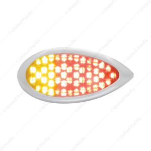 51 LED Duo "Teardrop" Auxiliary/Utility Light With Bezel - Red + Amber LED/Clear Lens