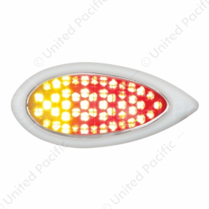 51 LED Duo "Teardrop" Auxiliary/Utility Light With Bezel - Red + Amber LED/Clear Lens