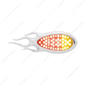 51 LED Duo "Inferno" Auxiliary/Utility Light With Flame Bezel - Red+Amber LED/Clear Lens