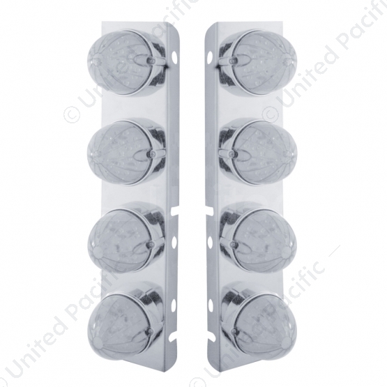 SS Front Air Cleaner Bracket With 8X 19 LED Watermelon Lights & Bezels For Peterbilt-Amber LED/Clear