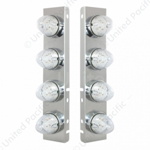 SS Front Air Cleaner Bracket With 8X 19 LED Beehive Lights & Visors For Peterbilt