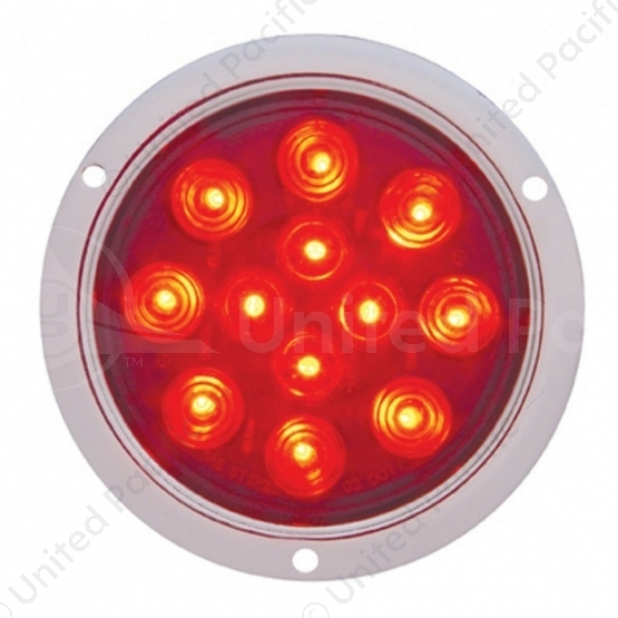12 LED 4" Round Flange Mount Light (Stop, Turn & Tail) - Red LED/Red Lens