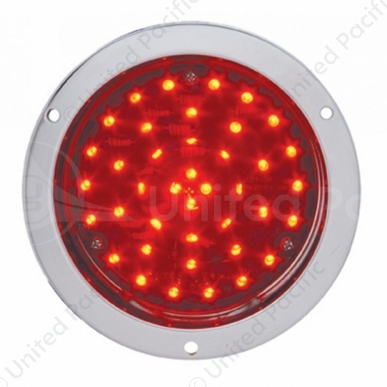 40 LED 4" Round Deep-Dish Stop, Turn & Tail Light With Flange Mount- Red LED/Red Lens