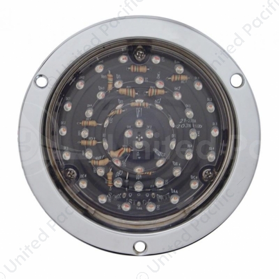 40 LED 4" Round Deep-Dish Stop, Turn & Tail Light With Flange Mount- Red LED/Clear Lens