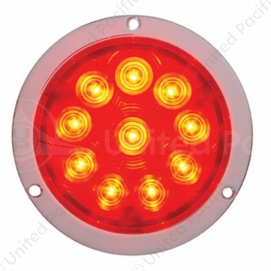 10 LED 4" Round Flange Mount Light (Stop, Turn & Tail) - Red LED/Red Lens