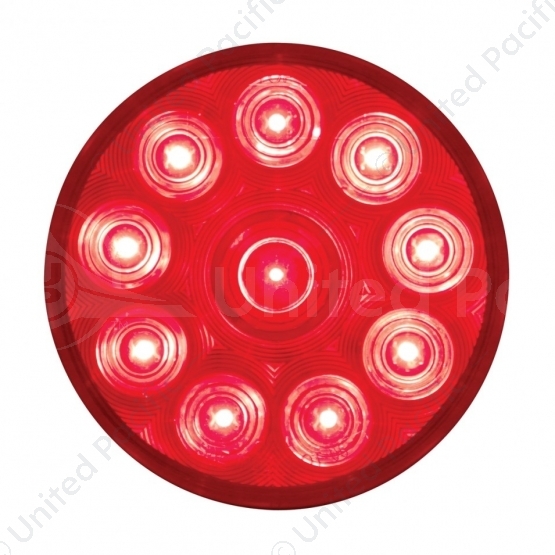 10 LED 4" Round Light (Stop, Turn & Tail) - Red LED/Red Lens