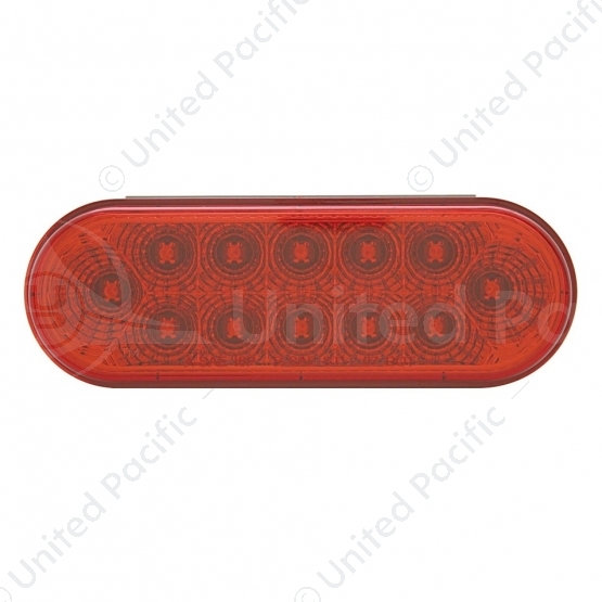 12 LED 6" Oval Reflector Light (Stop, Turn & Tail) - Red LED/Red Lens