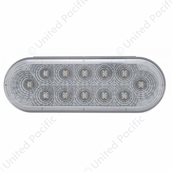 12 LED 6" Oval Reflector Light (Stop, Turn & Tail) - Red LED/Clear Lens
