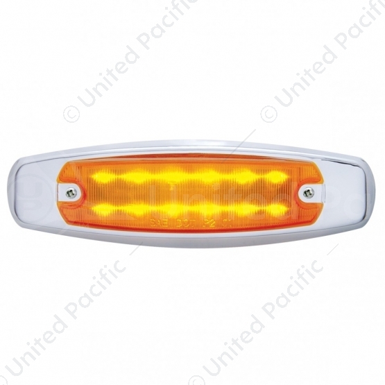12 LED Rectangular Light (Clearance/Marker) With Chrome Bezel - Amber LED/Amber Lens