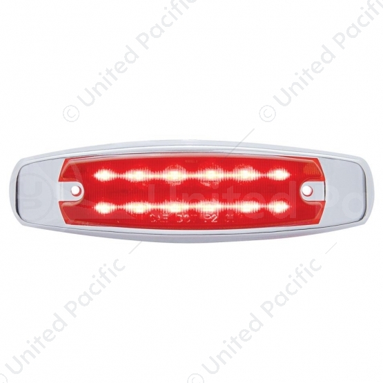 12 LED Rectangular Light (Clearance/Marker) With Chrome Bezel - Red LED/Red Lens