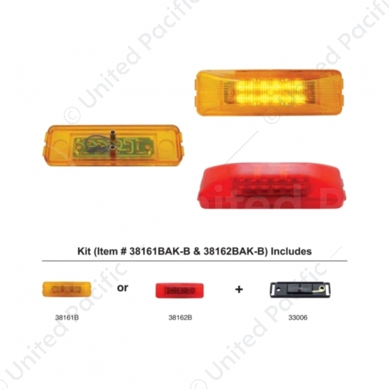 12 LED Rectangular Light Kit (Clearance/Marker) - Red LED/Red Lens (Bulk)