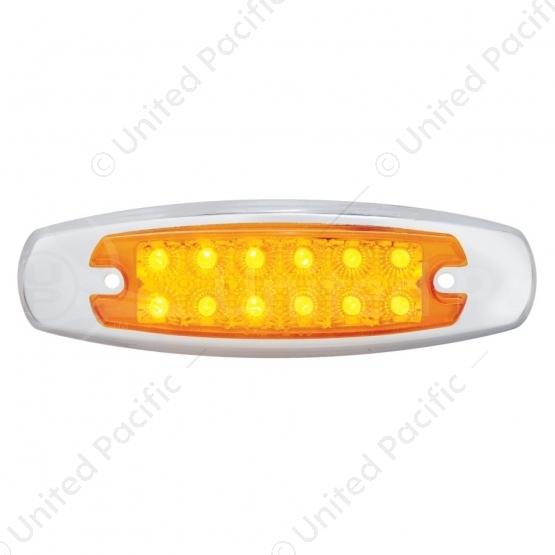 12 LED Reflector Rectangular Light With Bezel (Clearance/Marker) - Amber LED/Amber Lens