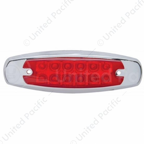 12 LED Reflector Rectangular Light With Bezel (Clearance/Marker) - Red LED/Red Lens