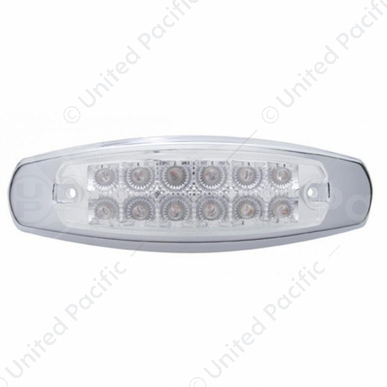 12 LED Reflector Rectangular Light With Bezel (Clearance/Marker) - Red LED/Clear Lens