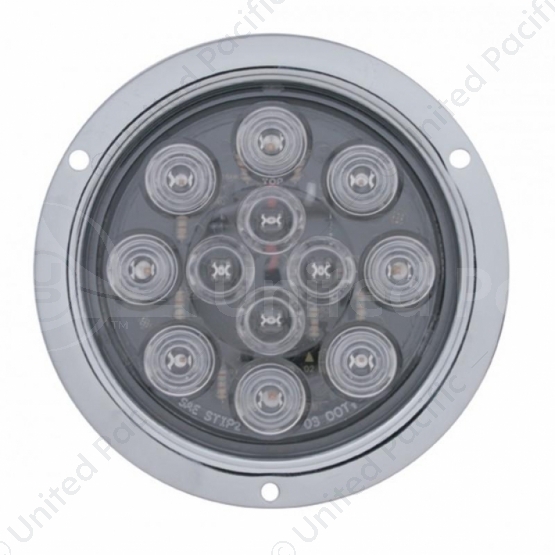 12 LED 4" Round Flange Mount Light (Stop, Turn & Tail) - Red LED/Clear Lens (Bulk)