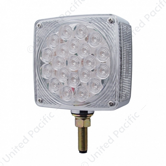 45 LED Single Stud Double Face Turn Signal Light (Driver) - Amber & Red LED/Clear Lens