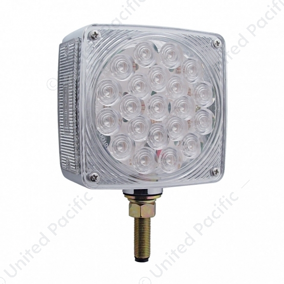 45 LED Single Stud Double Face Turn Signal Light (Passenger) - Amber & Red LED/Clear Lens