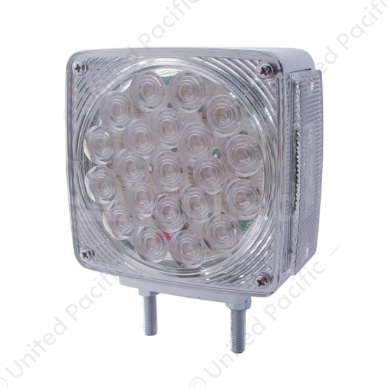 45 LED Double Stud Double Face Turn Signal Light (Driver) - Amber & Red LED/Clear Lens