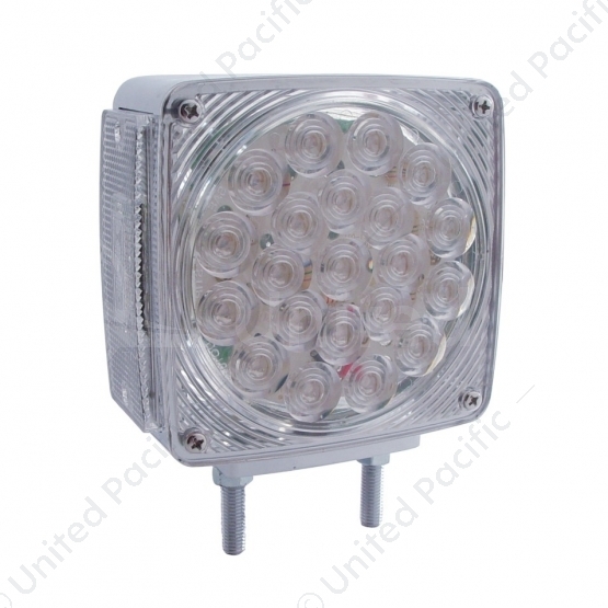 45 LED Double Stud Double Face Turn Signal Light (Passenger) - Amber & Red LED/Clear Lens