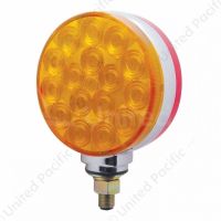 34 LED Single Stud Reflector Double Face Turn Signal Light - Amber & Red LED/Amber & Red Lens
