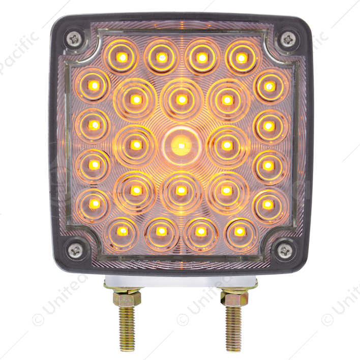 52 LED Double Stud Double Face Turn Signal Light (Passenger) - Amber & Red LED/Clear Lens