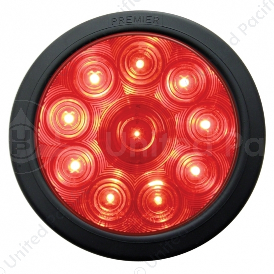 10 LED 4" Round Light Kit (Stop, Turn & Tail) - Red LED/Red Lens