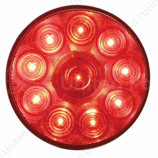 10 LED 4" Round Light (Stop, Turn & Tail) - Red LED/Red Lens