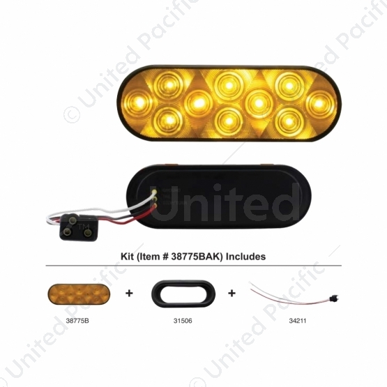 10 LED 6" Oval Turn Signal Light Kit - Amber LED/Amber Lens