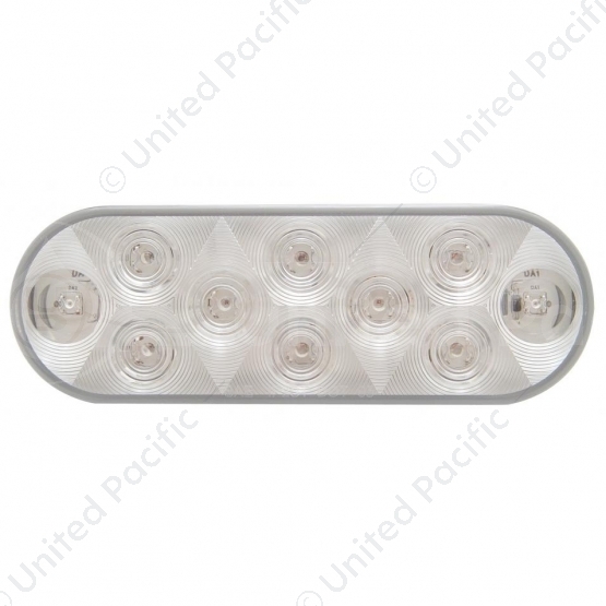 10 LED 6" Oval Light (Stop, Turn & Tail) - Red LED/Clear Lens
