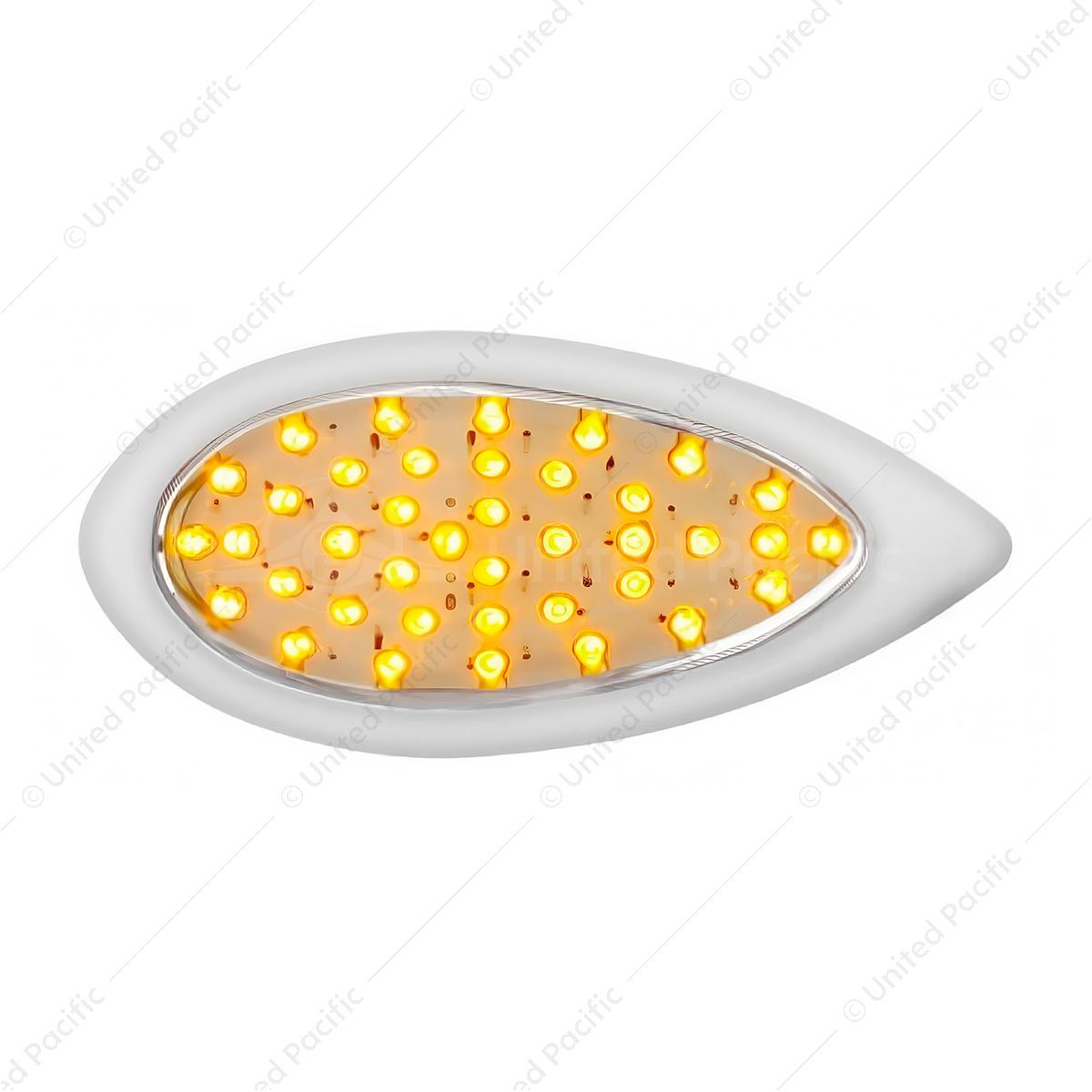 39 LED "Teardrop" Turn Signal Light With Bezel - Amber LED/Clear Lens