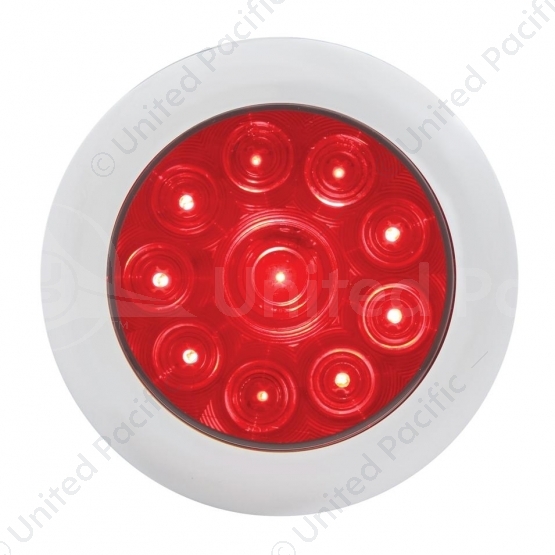 10 LED 4" Round Light With Bezel (Stop, Turn & Tail) - Red LED/Red Lens