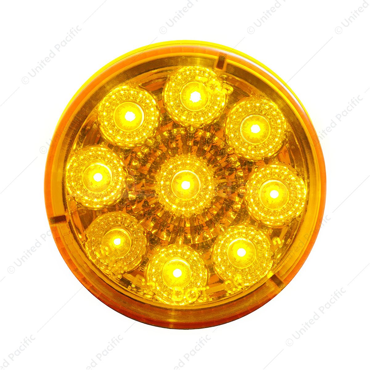 9 LED 2" Round Reflector Light (Clearance/Marker) - Amber LED/Amber Lens (Bulk)