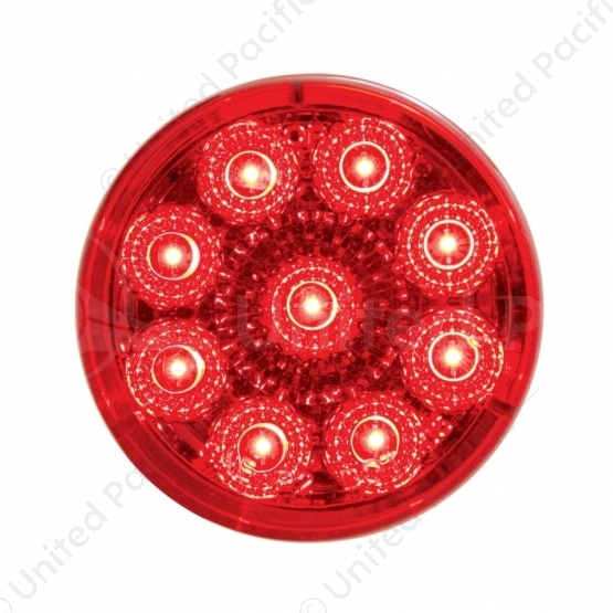 9 LED 2" Round Reflector Light (Clearance/Marker) - Red LED/Red Lens (Bulk)
