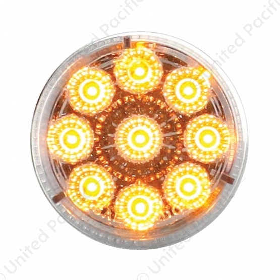 9 LED 2" Round Reflector Light (Clearance/Marker) - Amber LED/Clear Lens (Bulk)