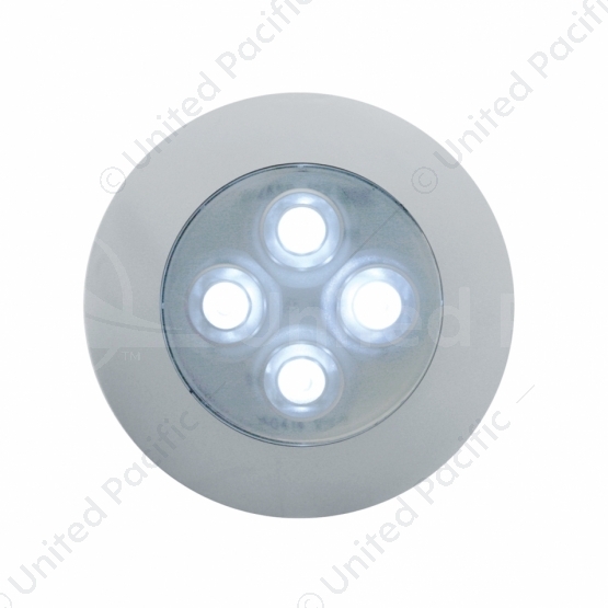 4 LED 1-3/4" Dome Light 3" Round Bezel-White LED/Clear Lens