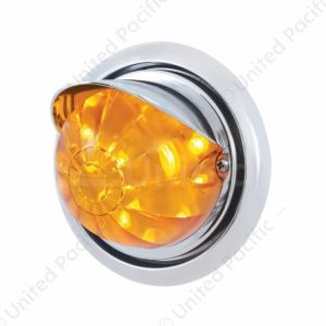 Front Bumper Light With 17 Amber LED Watermelon Light & Visor For Freightliner Columbia - Amber Lens