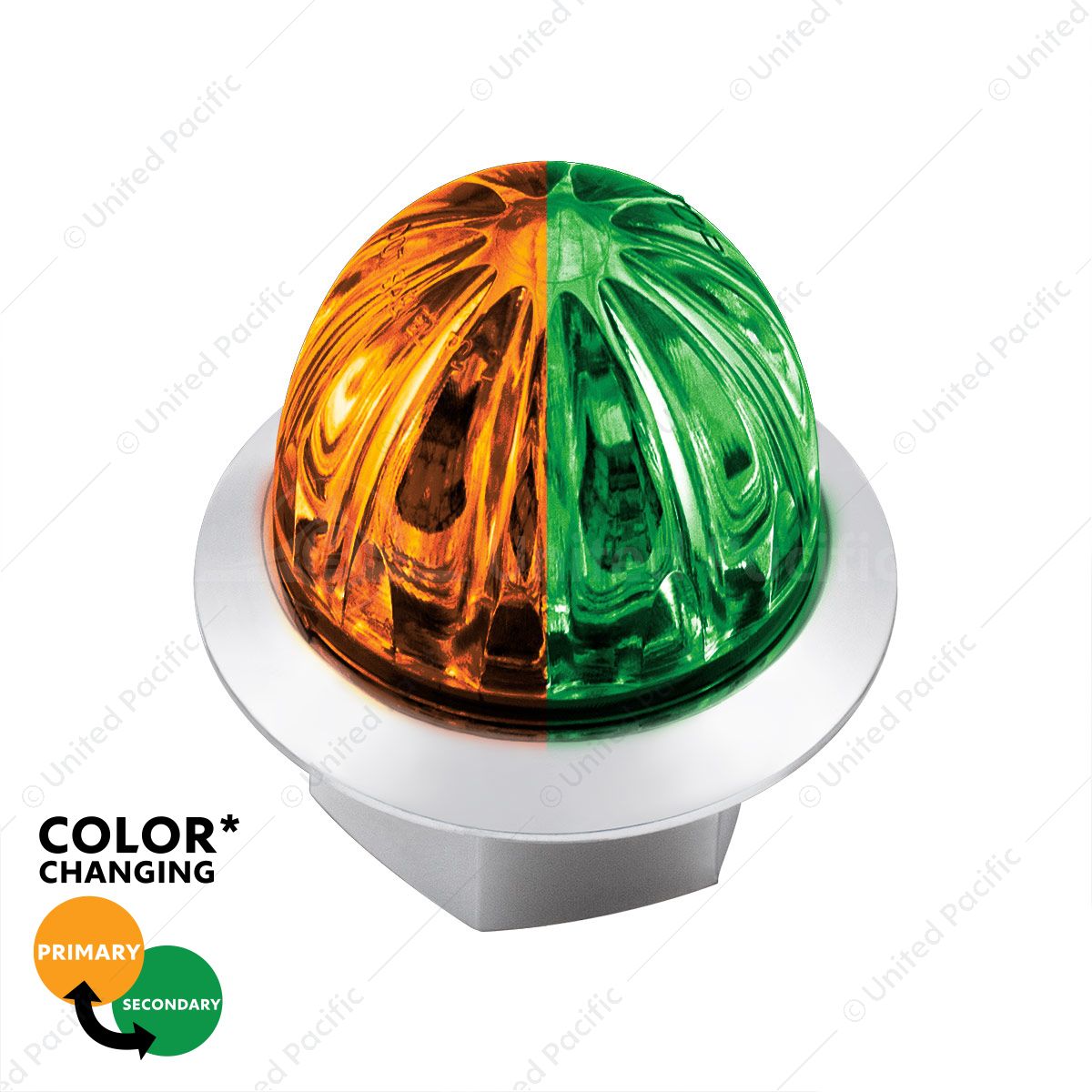 Double Fury 4 LED 1-1/8" Watermelon Clearance/Marker Light- Amber & Green LED/ Clear Lens