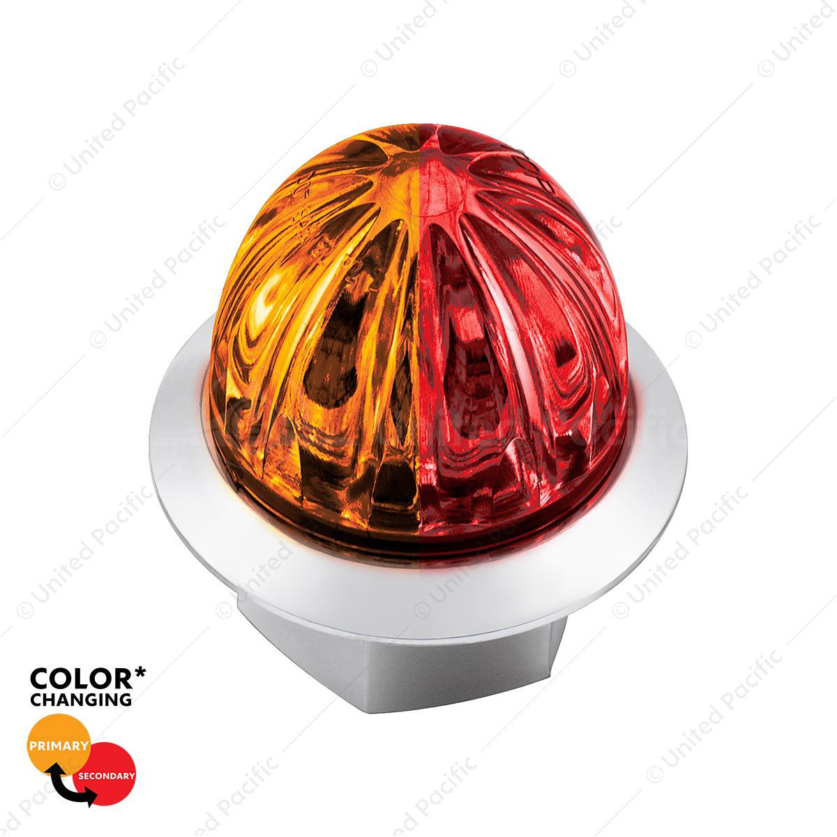 Double Fury 4 LED 1-1/8" Watermelon Clearance/Marker Light- Amber & Red LED/ Clear Lens