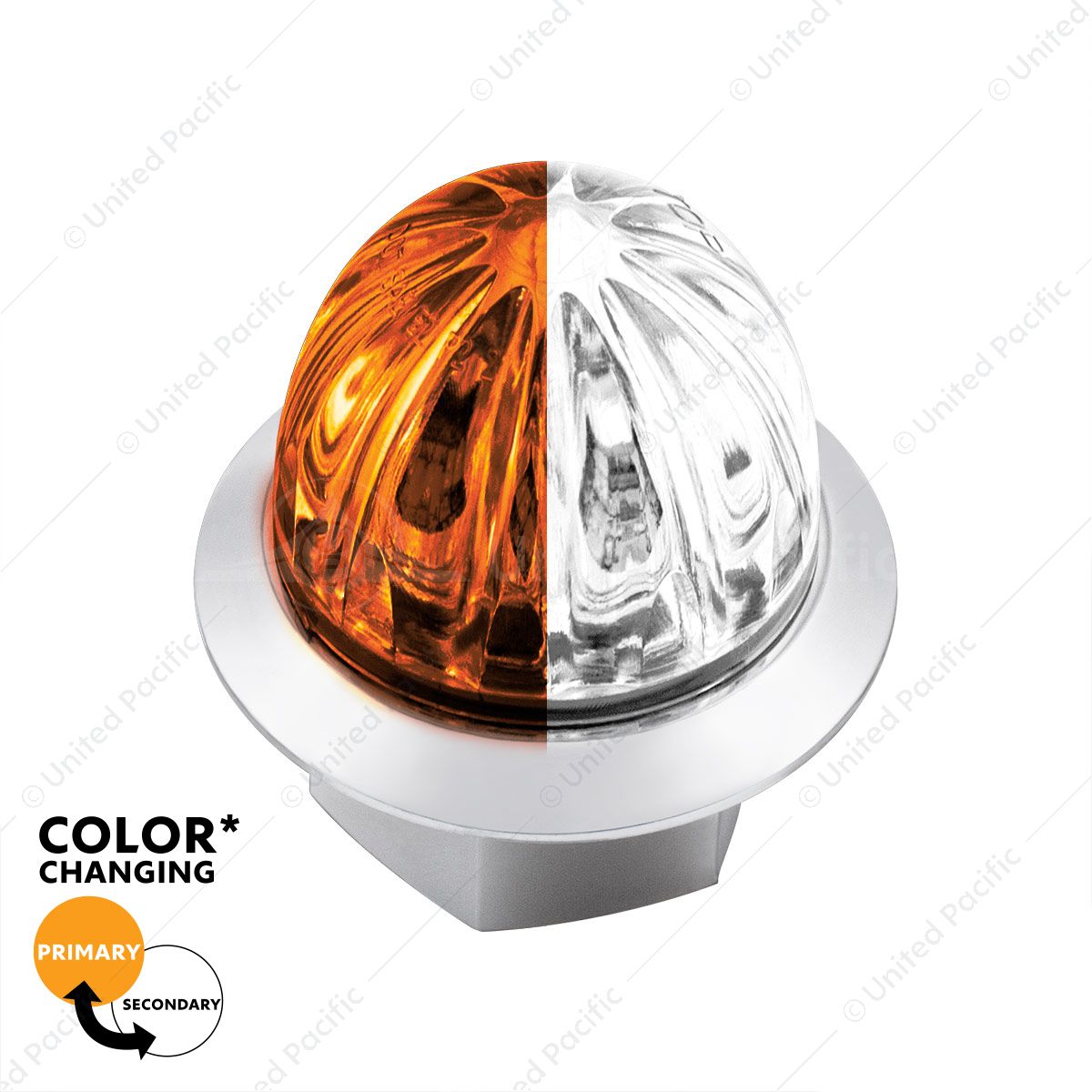 Double Fury 4 LED 1-1/8" Watermelon Clearance/Marker Light- Amber & White LED/ Clear Lens