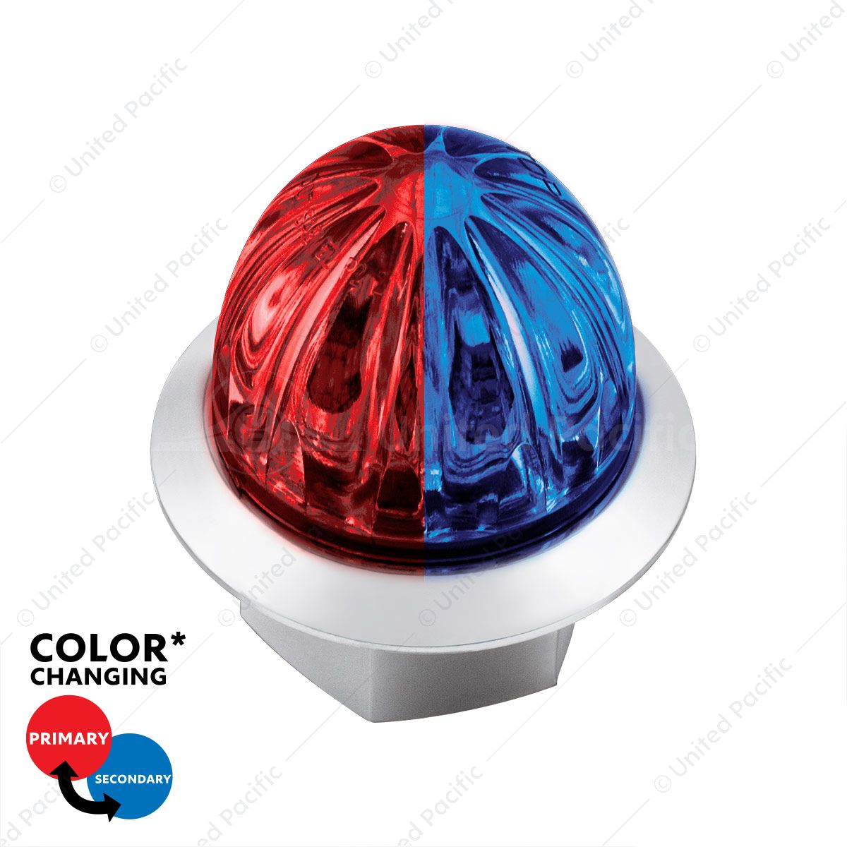 Double Fury 4 LED 1-1/8" Watermelon Clearance/Marker Light- Red & Blue LED/ Clear Lens
