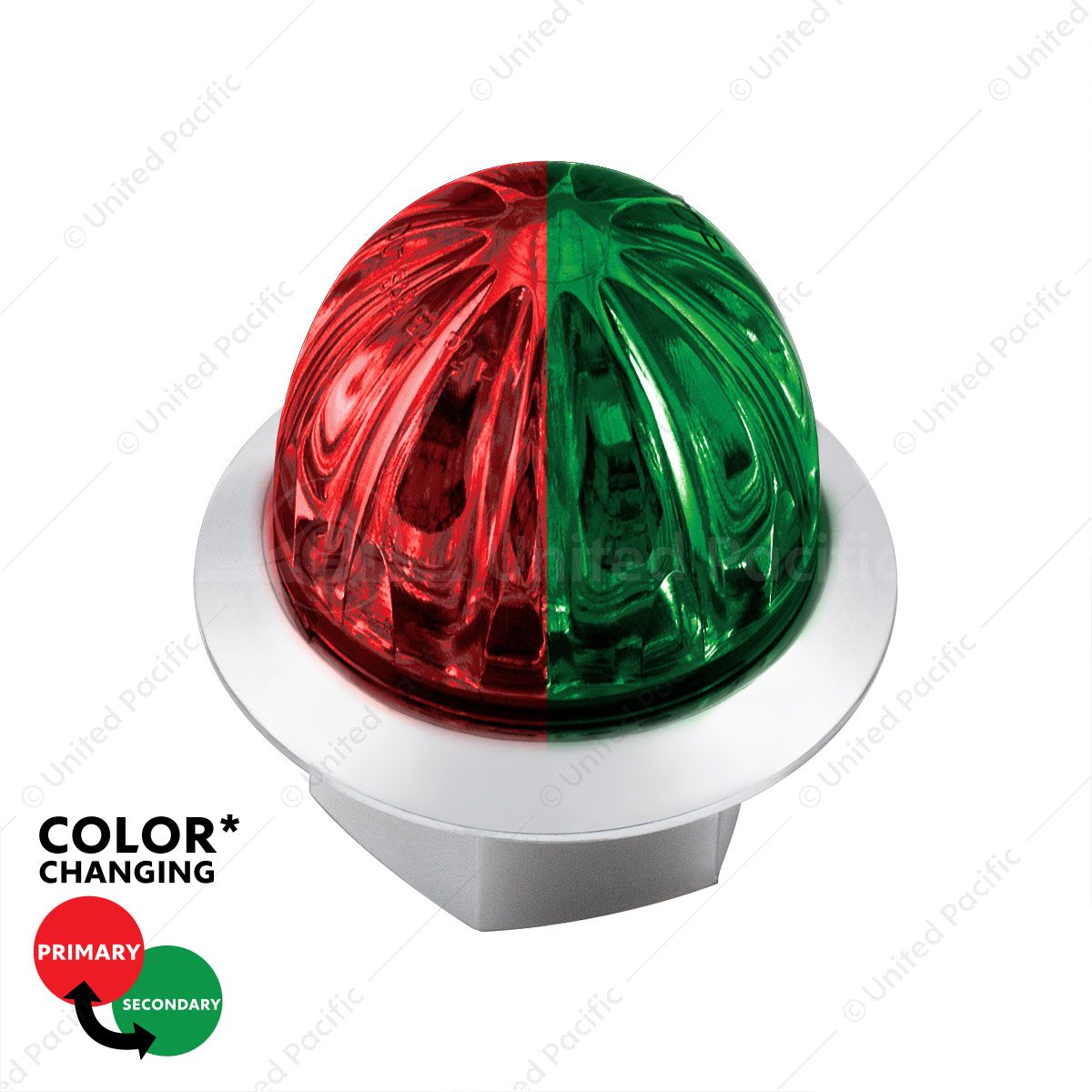 Double Fury 4 LED 1-1/8" Watermelon Clearance/Marker Light- Red & Green LED/ Clear Lens