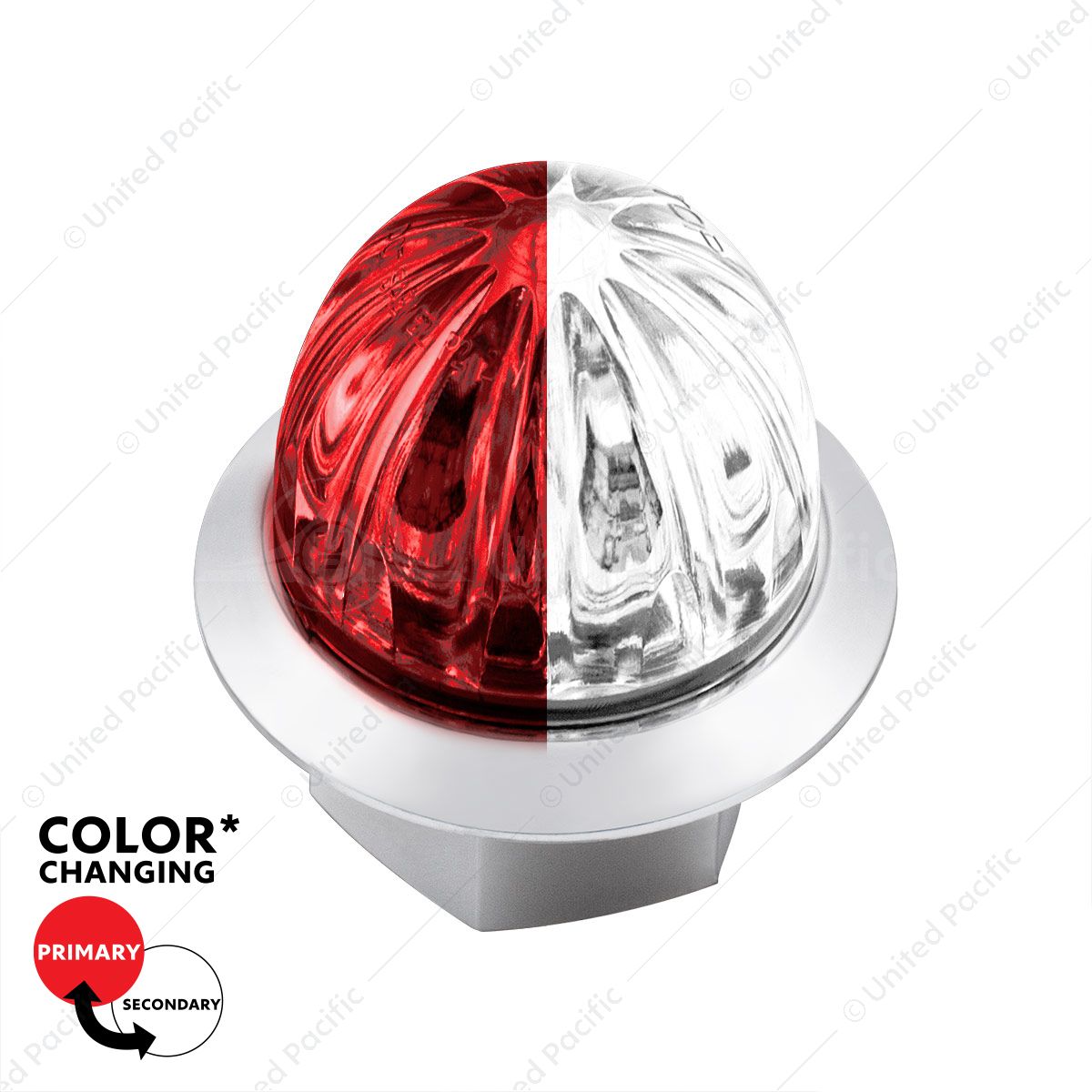 Double Fury 4 LED 1-1/8" Watermelon Clearance/Marker Light- Red & White LED/ Clear Lens