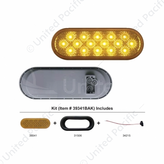 16 LED 6" Oval Reflector Turn Signal Light Kit - Amber LED/Amber Lens