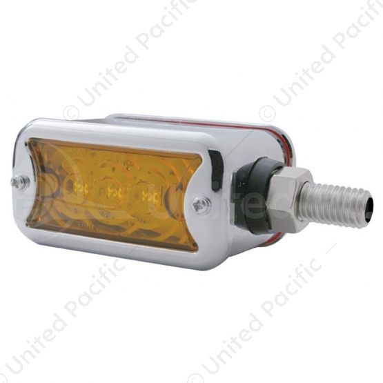 6 LED Single Function Double Face Light W/Bezel - Horizontal Mount - Amber & Red LED/Amber & Red Len