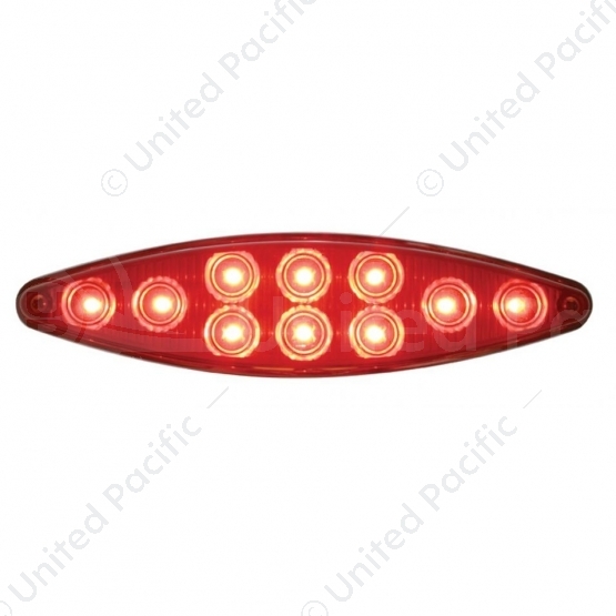 10 LED "Cat's Eye" Light With Bezel (Stop, Turn & Tail) - Red LED/Red Lens