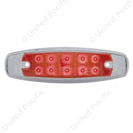 10 LED Reflector Rectangular Clearance/Marker Light - Red LED/Red Lens