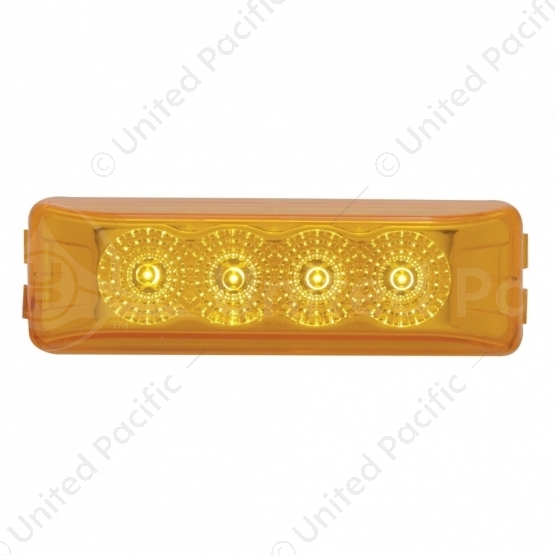 4 LED Reflector Rectangular Light (Clearance/Marker) - Amber LED/Amber Lens