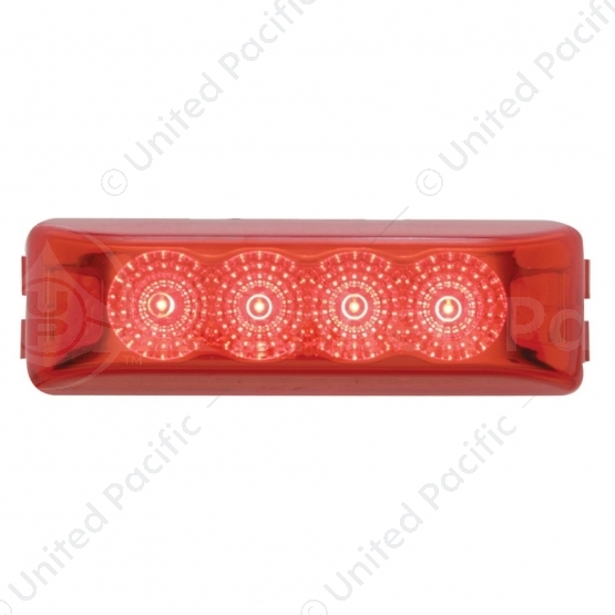 4 LED Reflector Rectangular Light (Clearance/Marker) - Red LED/Red Lens (Bulk)