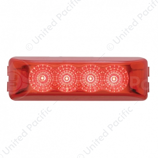 4 LED Reflector Rectangular Light (Clearance/Marker) - Red LED/Red Lens