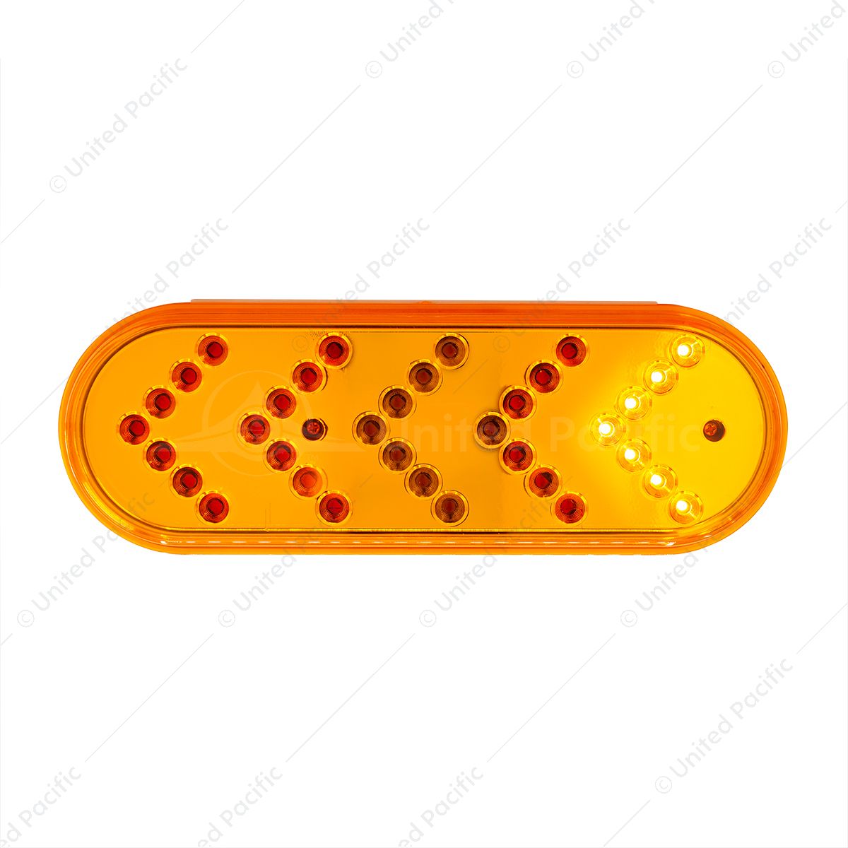 35 LED 6" Reflector Oval Sequential Turn Signal Light - Amber LED/Amber Lens